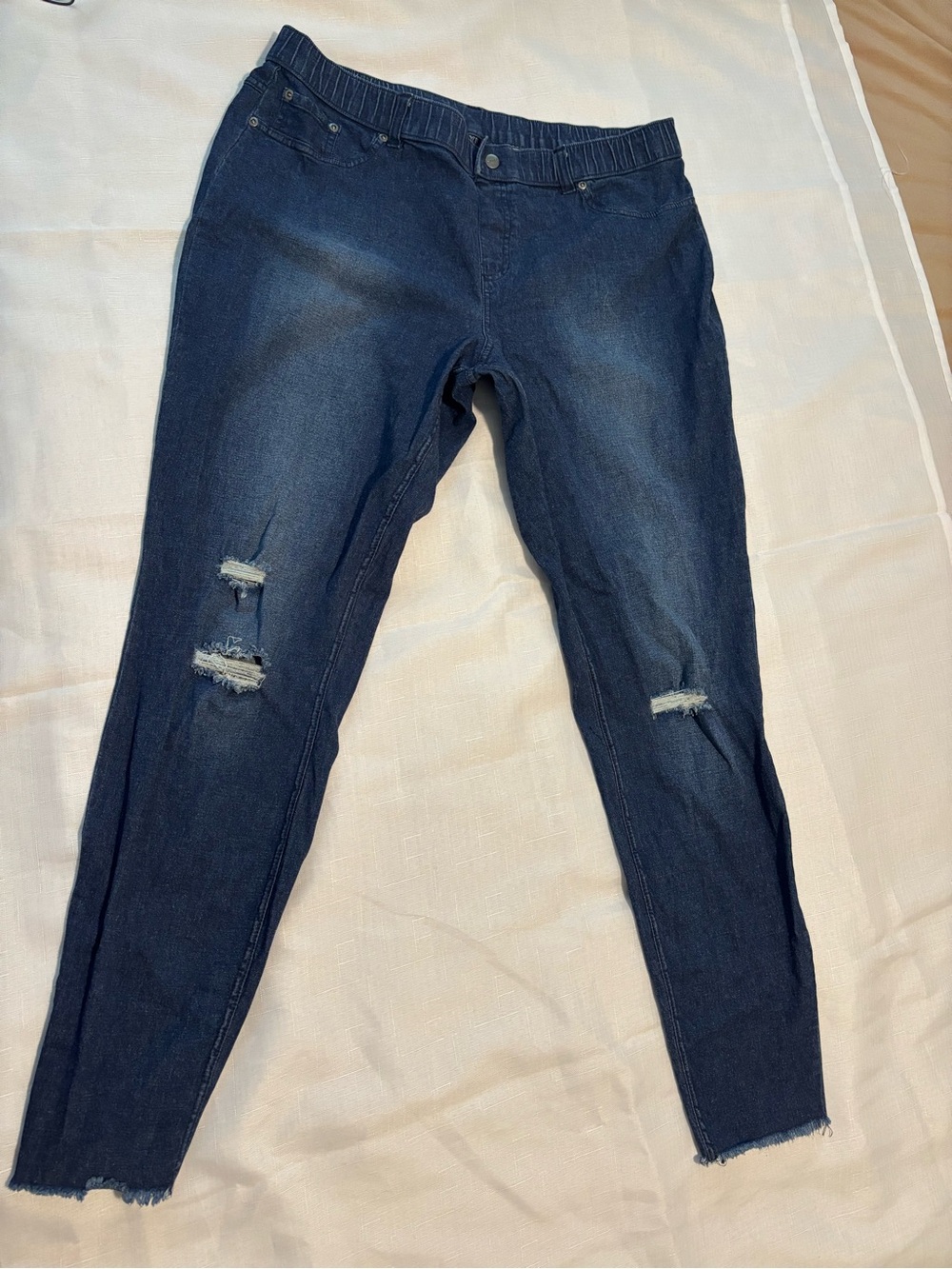 HUE Dark Blue Distressed Skinny Jeans